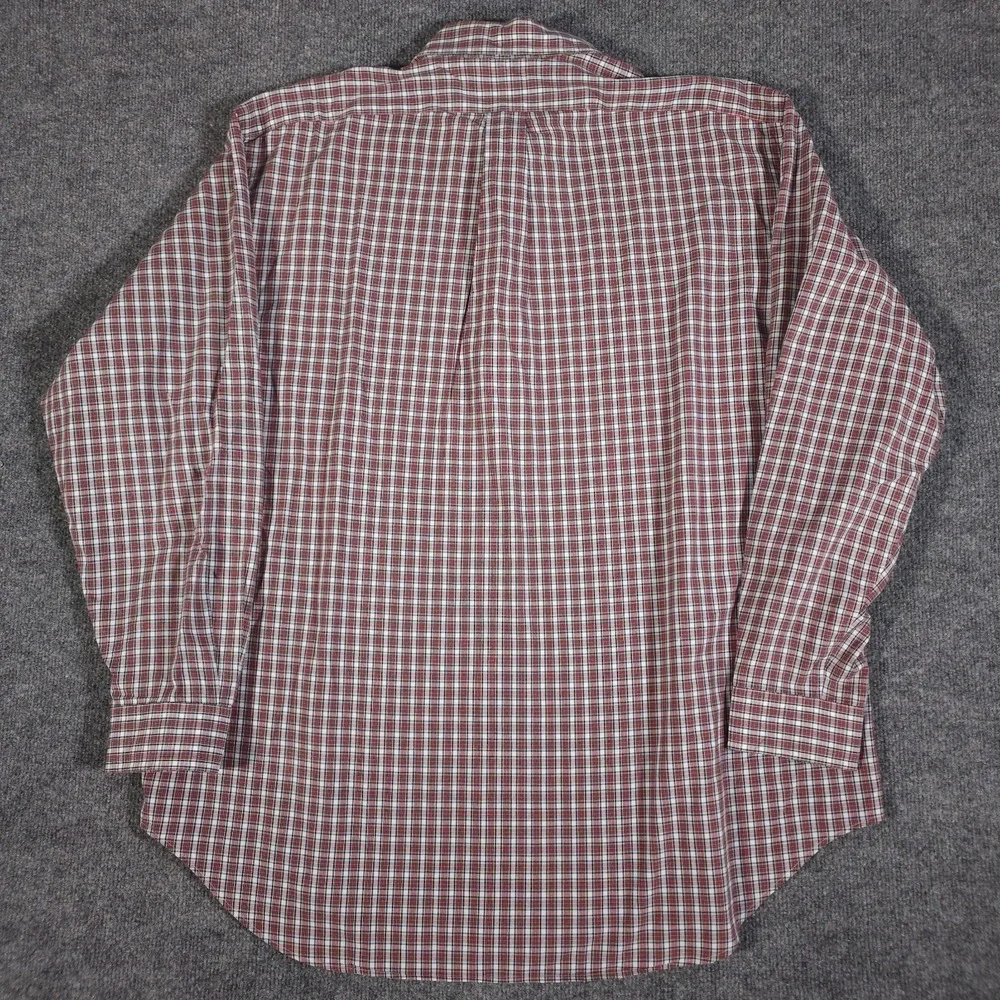 Polo‎ Ralph Lauren Mens 17.5 34/35 Yarmouth Plaid Red White Long Sleeve Button
